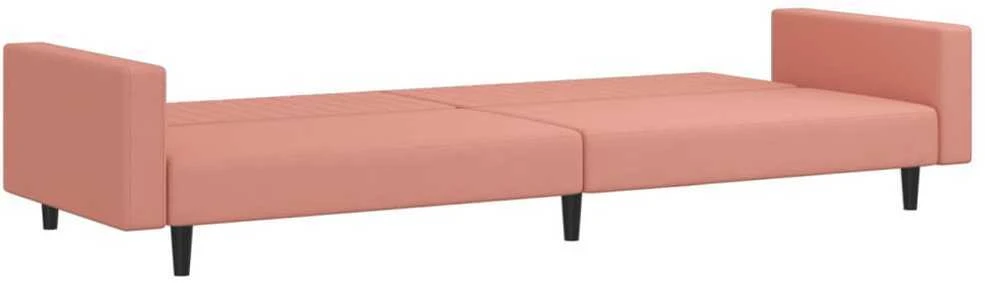 Dvivietė sofa-lova, rožinės spalvos, aksomas