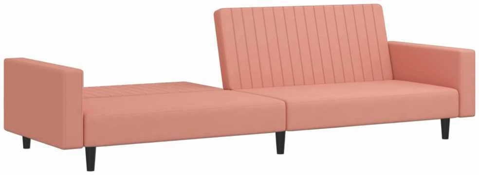 Dvivietė sofa-lova, rožinės spalvos, aksomas