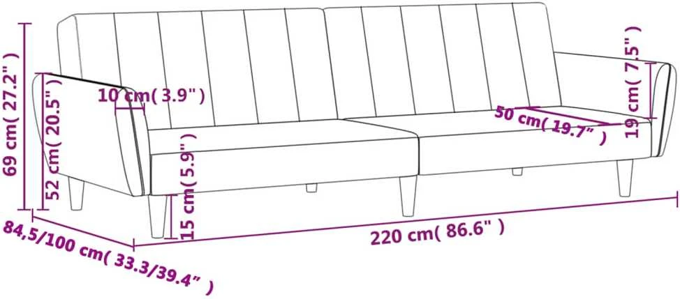 Dvivietė sofa-lova, rožinės spalvos, aksomas
