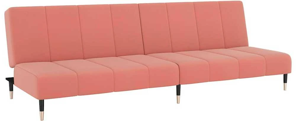 Dvivietė sofa-lova, rožinės spalvos, aksomas