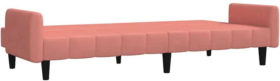 Dvivietė sofa-lova, rožinės spalvos, aksomas