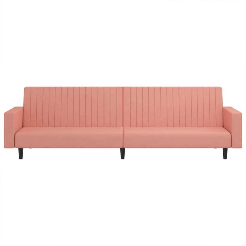Dvivietė sofa-lova, rožinės spalvos, aksomas