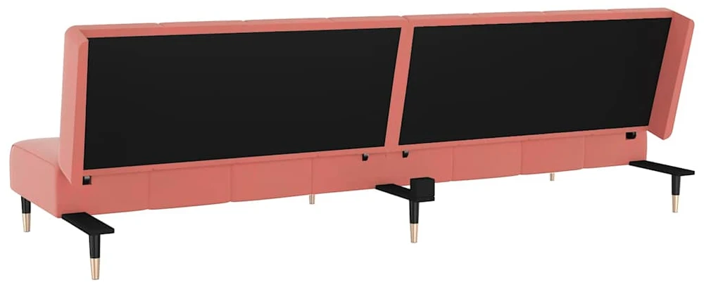 Dvivietė sofa-lova, rožinės spalvos, aksomas