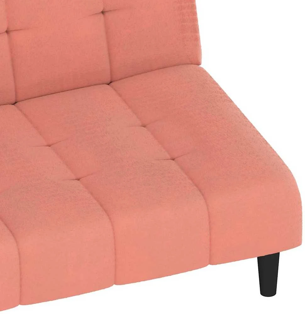 Dvivietė sofa-lova, rožinės spalvos, aksomas
