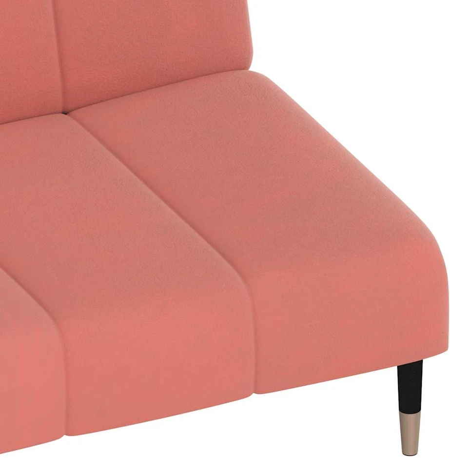 Dvivietė sofa-lova, rožinės spalvos, aksomas