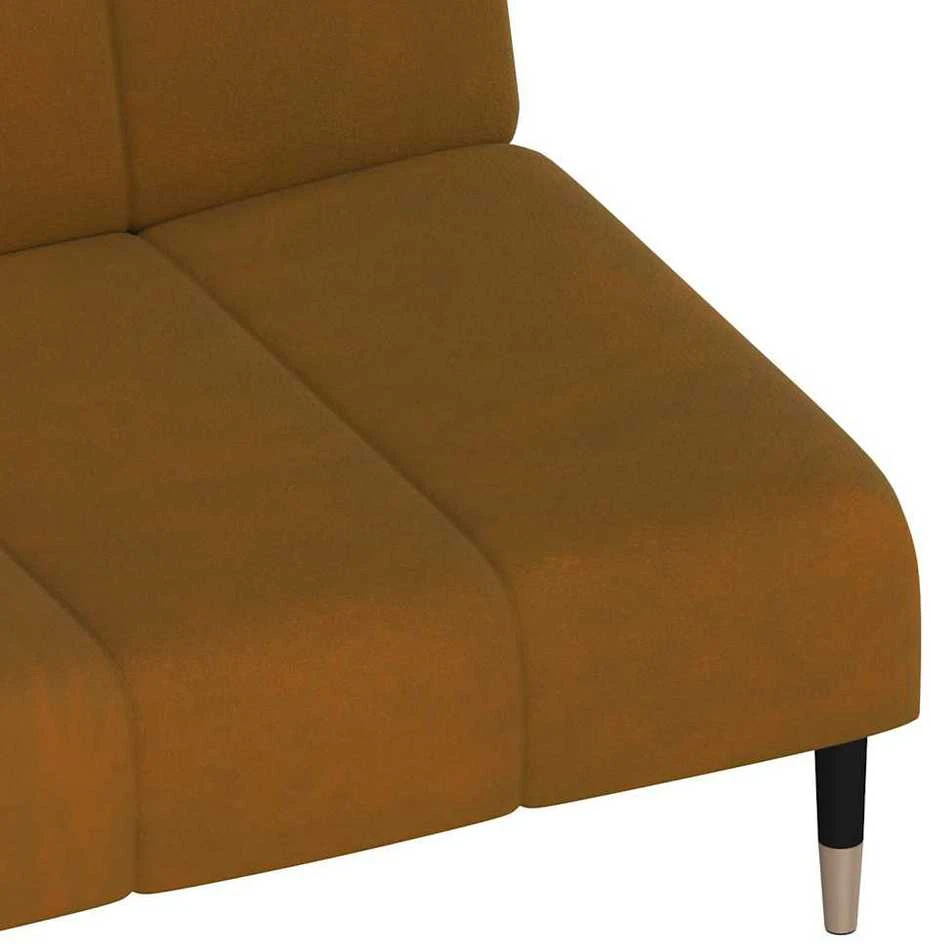 Dvivietė sofa-lova, rudos spalvos, aksomas
