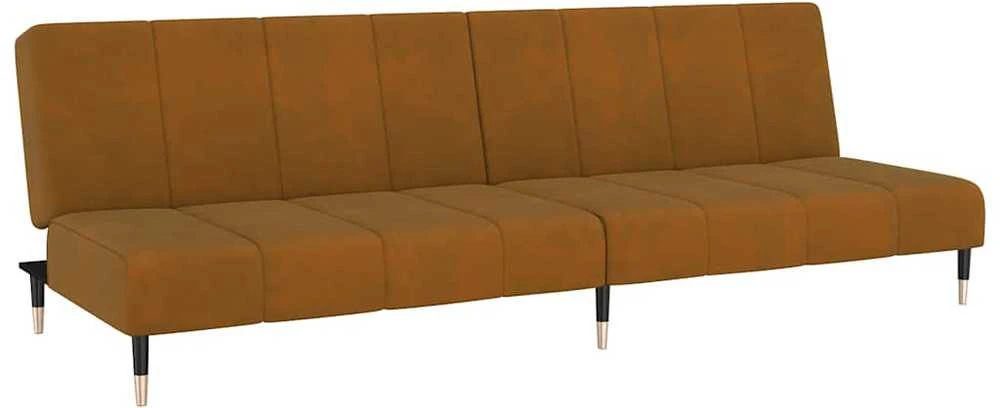 Dvivietė sofa-lova, rudos spalvos, aksomas