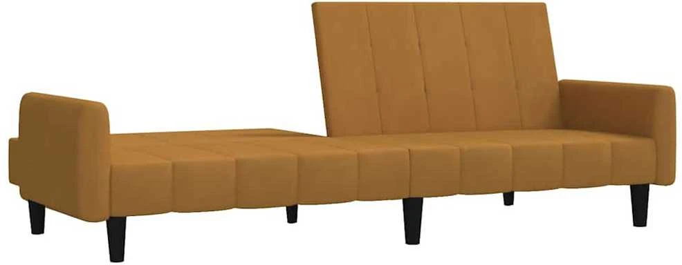 Dvivietė sofa-lova, rudos spalvos, aksomas