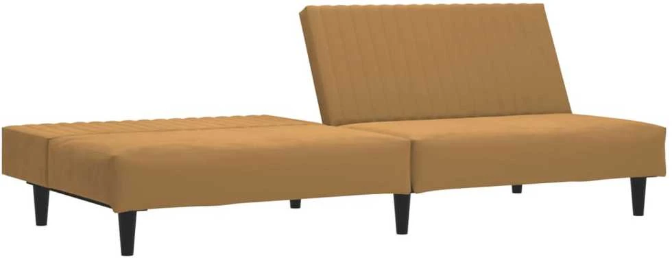 Dvivietė sofa-lova, rudos spalvos, aksomas