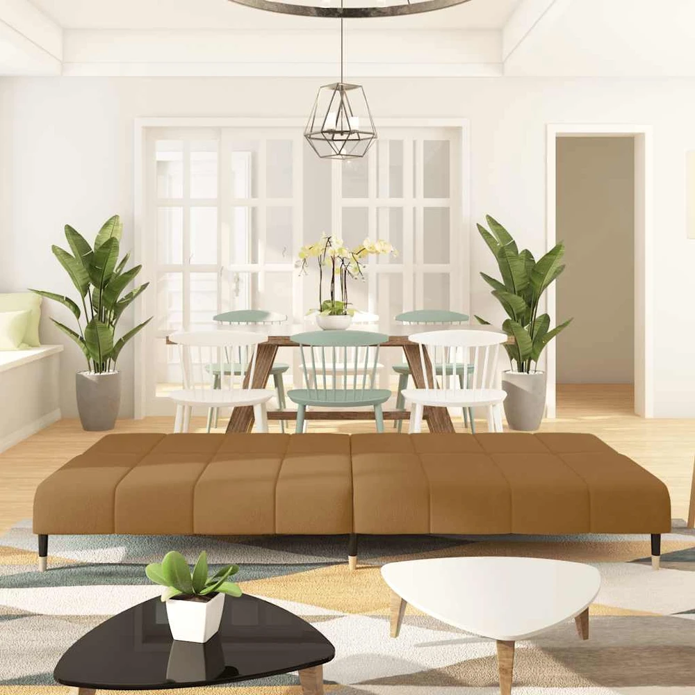 Dvivietė sofa-lova, rudos spalvos, aksomas