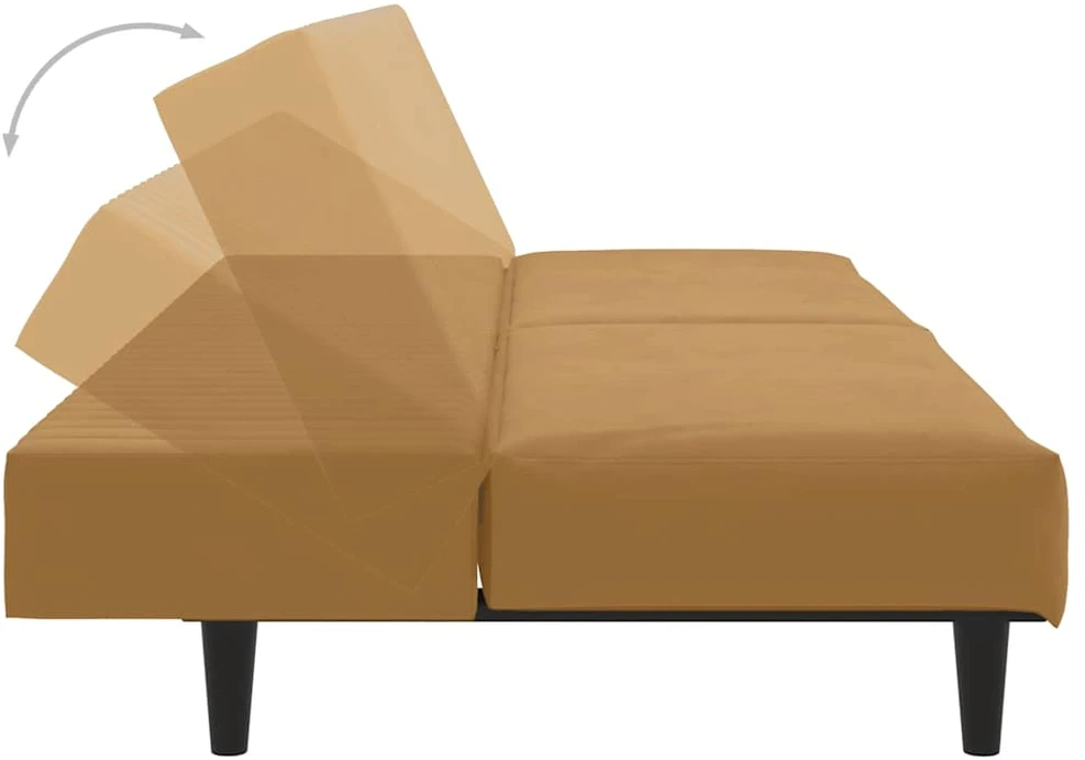 Dvivietė sofa-lova, rudos spalvos, aksomas