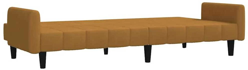 Dvivietė sofa-lova, rudos spalvos, aksomas