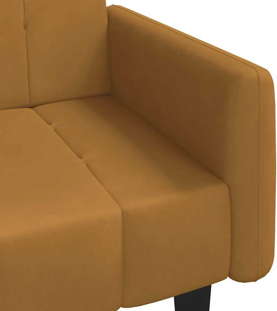 Dvivietė sofa-lova, rudos spalvos, aksomas