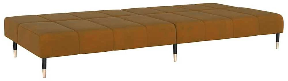 Dvivietė sofa-lova, rudos spalvos, aksomas