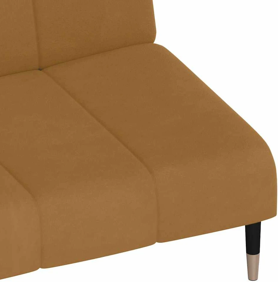 Dvivietė sofa-lova, rudos spalvos, aksomas