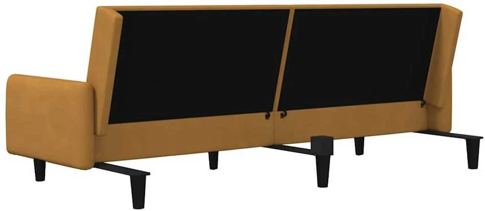 Dvivietė sofa-lova, rudos spalvos, aksomas