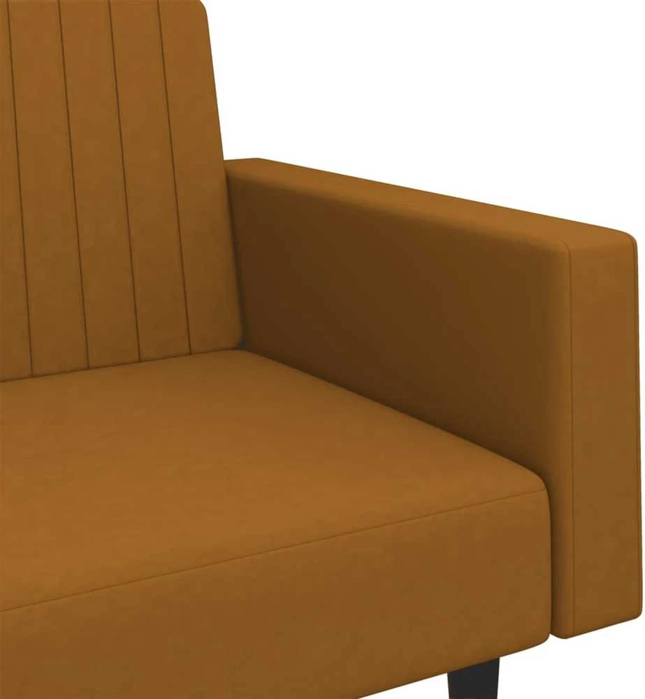 Dvivietė sofa-lova, rudos spalvos, aksomas