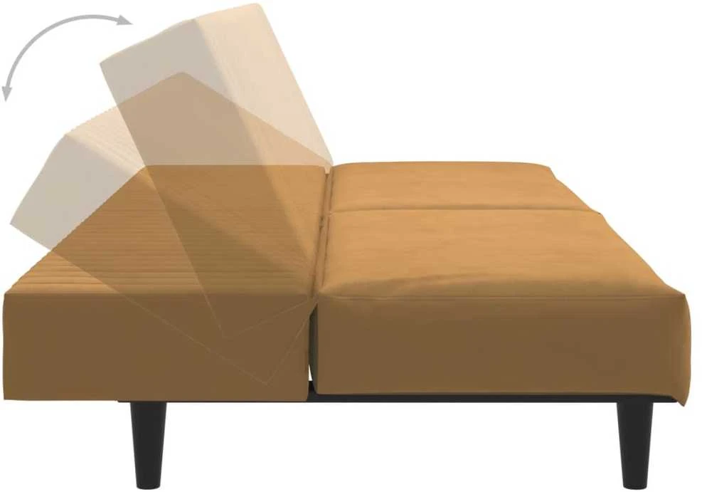 Dvivietė sofa-lova, rudos spalvos, aksomas