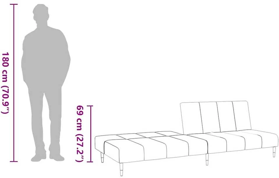 Dvivietė sofa-lova, rudos spalvos, aksomas