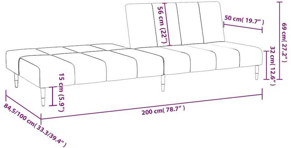 Dvivietė sofa-lova, rudos spalvos, aksomas