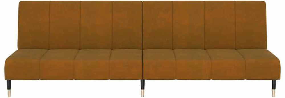 Dvivietė sofa-lova, rudos spalvos, aksomas