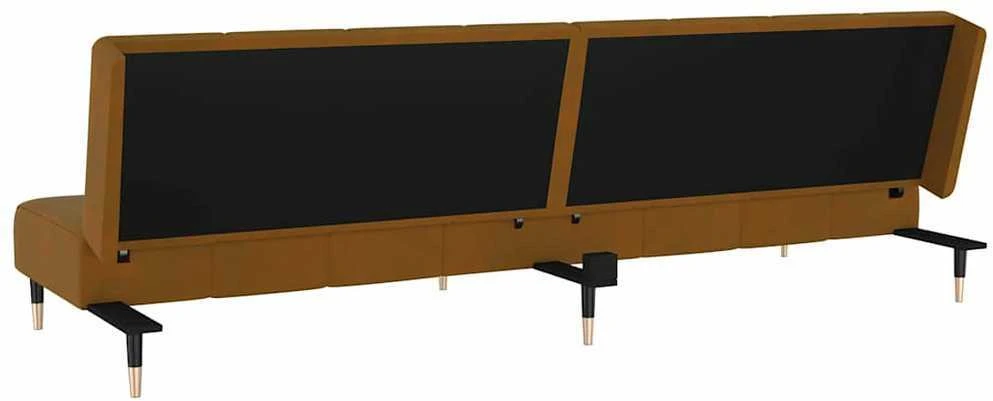 Dvivietė sofa-lova, rudos spalvos, aksomas