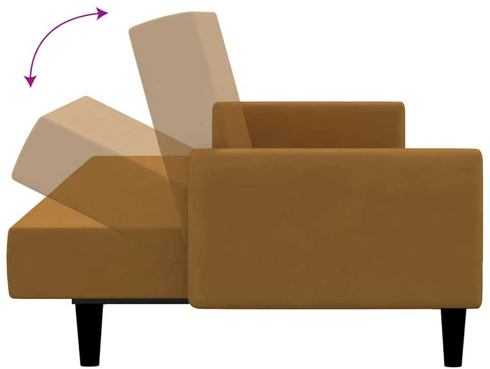 Dvivietė sofa-lova, rudos spalvos, aksomas