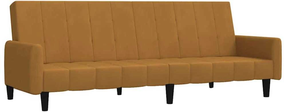Dvivietė sofa-lova, rudos spalvos, aksomas