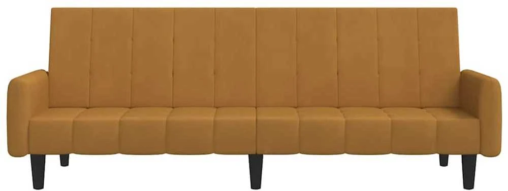 Dvivietė sofa-lova, rudos spalvos, aksomas