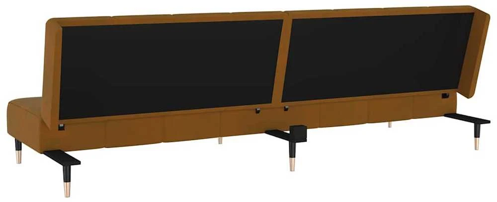 Dvivietė sofa-lova, rudos spalvos, aksomas