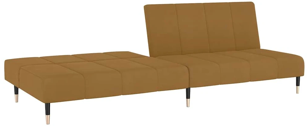 Dvivietė sofa-lova, rudos spalvos, aksomas