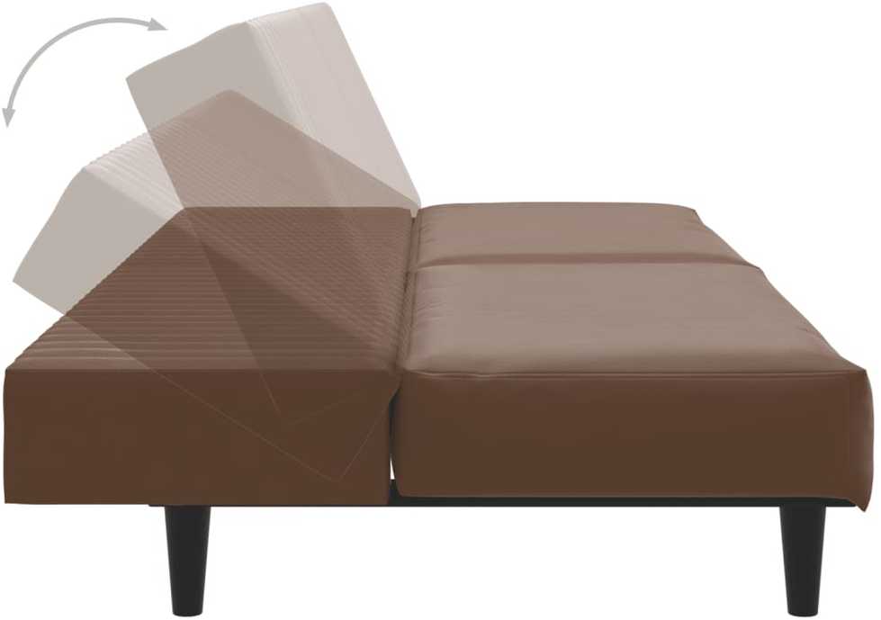 Dvivietė sofa-lova, rudos spalvos, dirbtinė oda