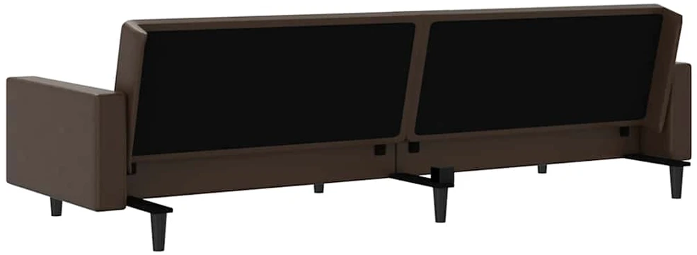Dvivietė sofa-lova, rudos spalvos, dirbtinė oda