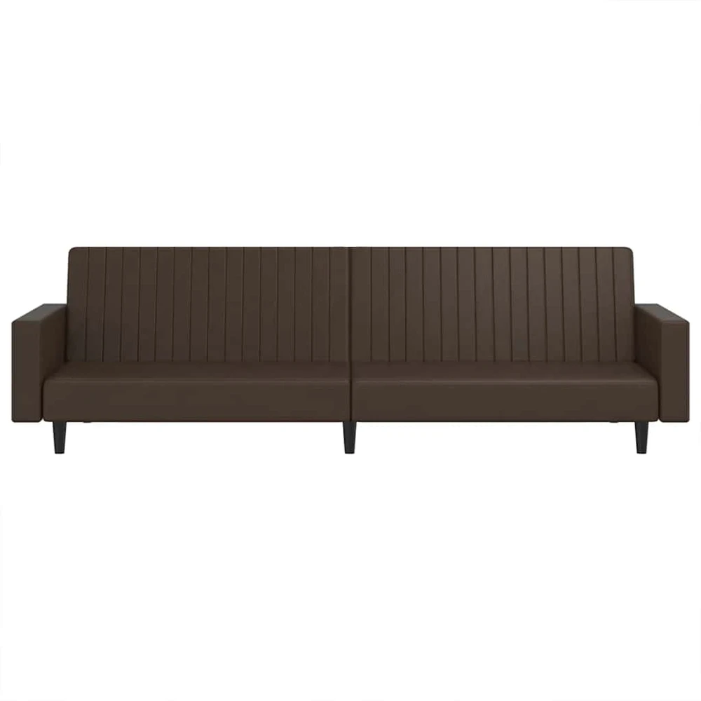 Dvivietė sofa-lova, rudos spalvos, dirbtinė oda