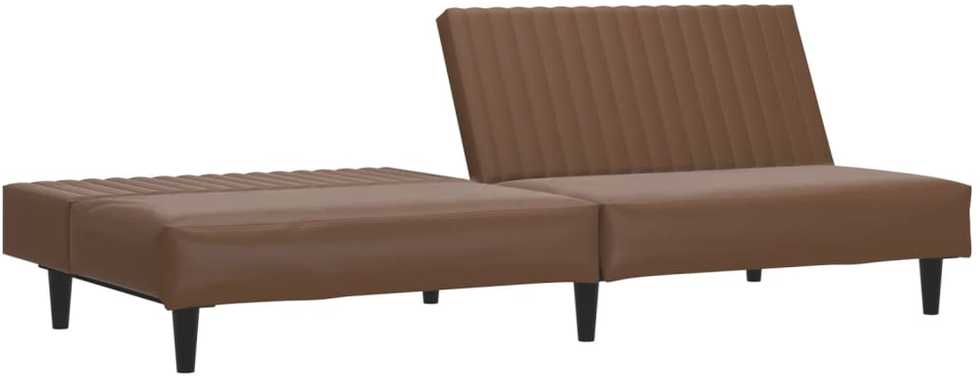 Dvivietė sofa-lova, rudos spalvos, dirbtinė oda