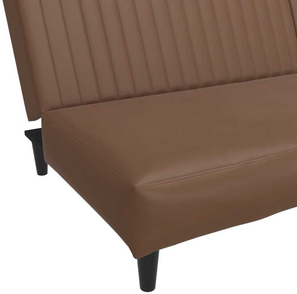 Dvivietė sofa-lova, rudos spalvos, dirbtinė oda