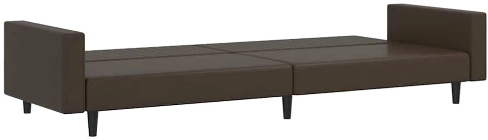 Dvivietė sofa-lova, rudos spalvos, dirbtinė oda