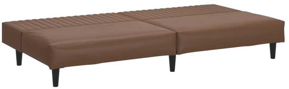 Dvivietė sofa-lova, rudos spalvos, dirbtinė oda