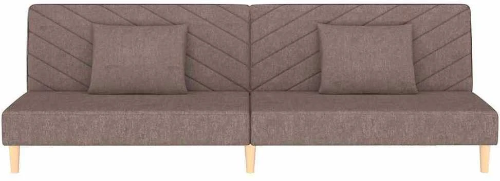 Dvivietė sofa-lova su dvejomis pagalvėmis, taupe, audinys