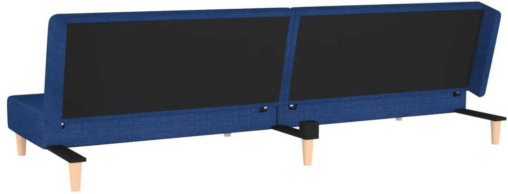 Dvivietė sofa-lova su dvejomis pagalvėmis, mėlyna, audinys