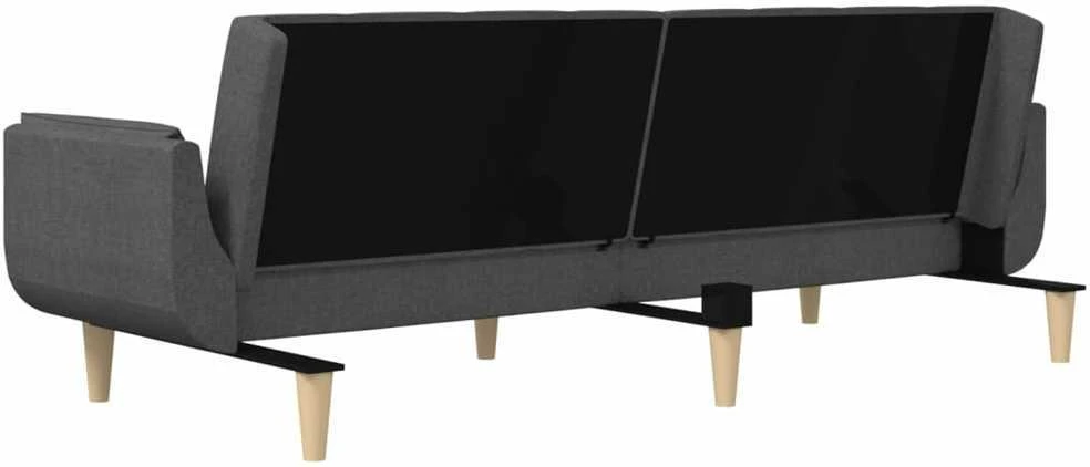 Dvivietė sofa-lova su dvejomis pagalvėmis, pilka, audinys