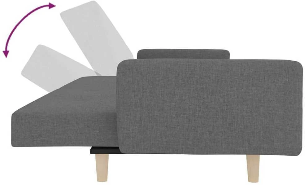 Dvivietė sofa-lova su dvejomis pagalvėmis, pilka, audinys