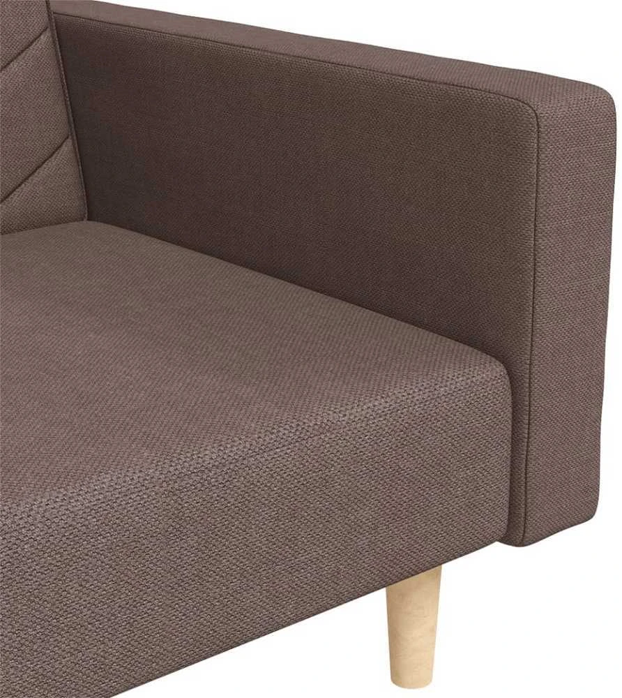 Dvivietė sofa-lova su dvejomis pagalvėmis, taupe, audinys