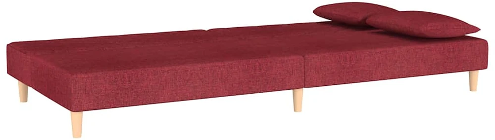 Dvivietė sofa-lova su dvejomis pagalvėmis, vyno, audinys