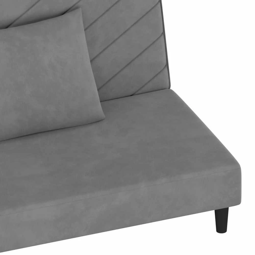 Dvivietė sofa-lova su dvejomis pagalvėmis, pilka, aksomas