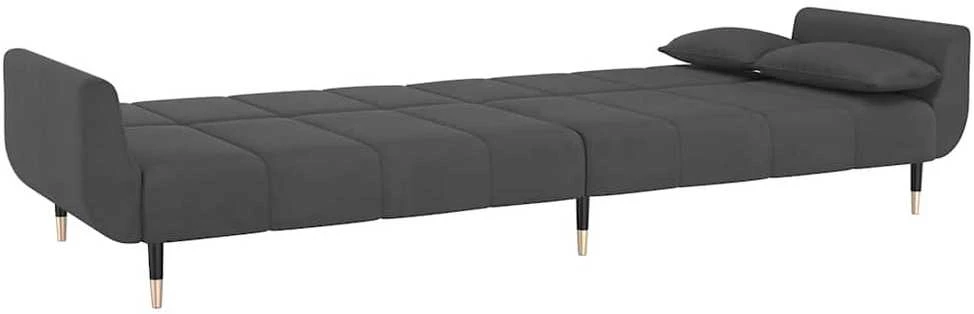 Dvivietė sofa-lova su dvejomis pagalvėmis, pilka, aksomas