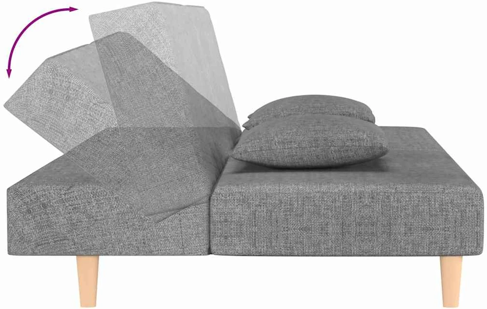 Dvivietė sofa-lova su dvejomis pagalvėmis, pilka, audinys