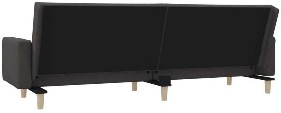 Dvivietė sofa-lova su dvejomis pagalvėmis, pilka, audinys