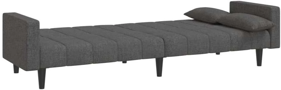 Dvivietė sofa-lova su dvejomis pagalvėmis, pilka, audinys