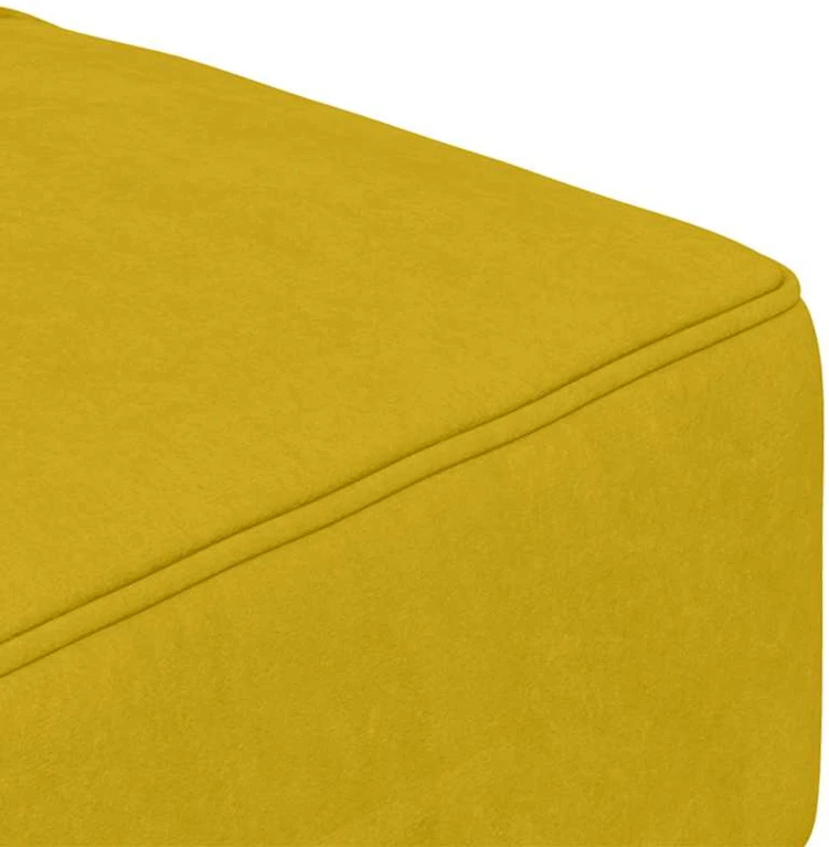 Dvivietė sofa-lova su dvejomis pagalvėmis, geltona, aksomas